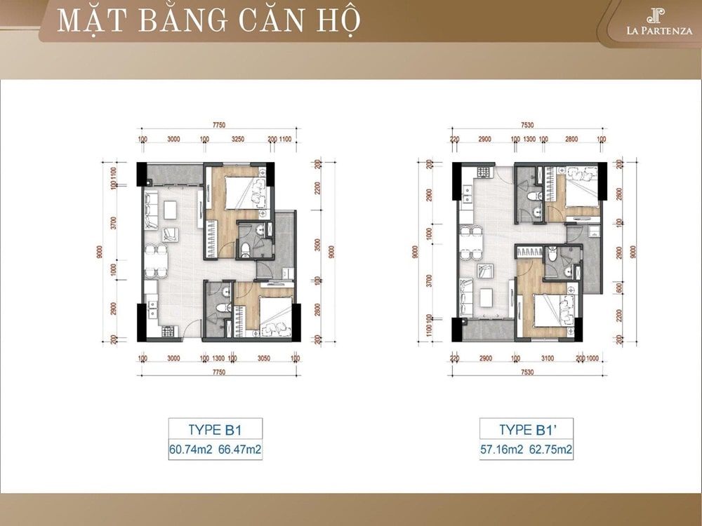 Mặt bằng thiết kế căn hộ dự án La Partenza Nhà Bè Mặt bằng thiết kế căn hộ dự án La Partenza Nhà Bè