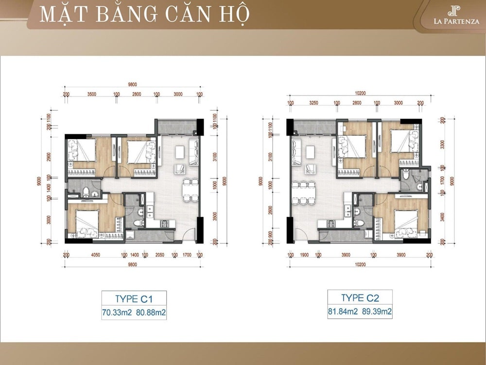 Mặt bằng thiết kế căn hộ dự án La Partenza Nhà Bè Mặt bằng thiết kế căn hộ dự án La Partenza Nhà Bè